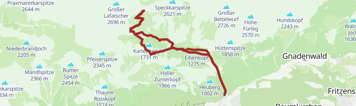 Route map: Durch das Halltal auf das Lafatscherjoch